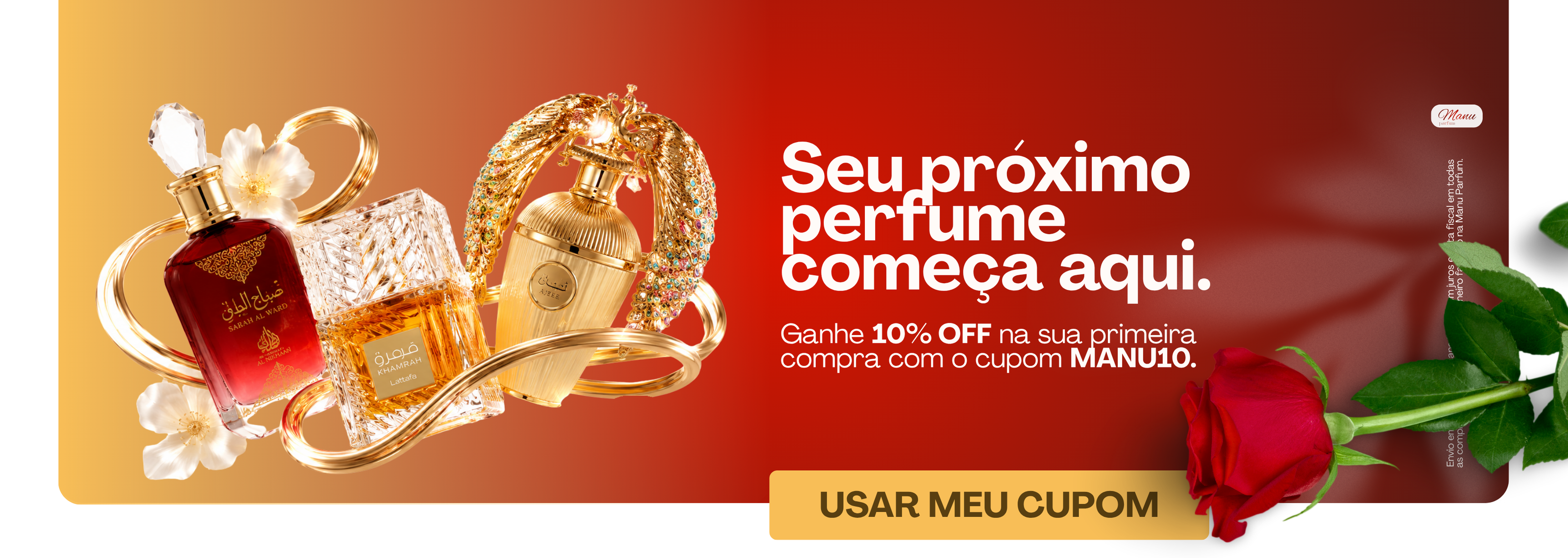 Seu próximo perfume começa aqui — 10% OFF na primeira compra com o cupom MANU10